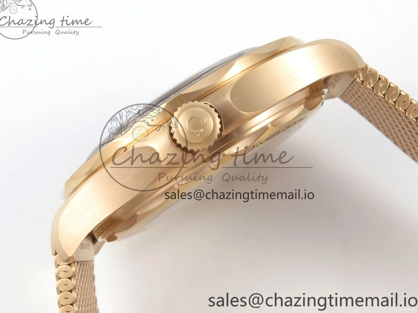 0322 Stylish Seamaster 300M Diver Rose Gold VSF 1:1 Best Edition Black Dial on Mesh Bracelet A 7662